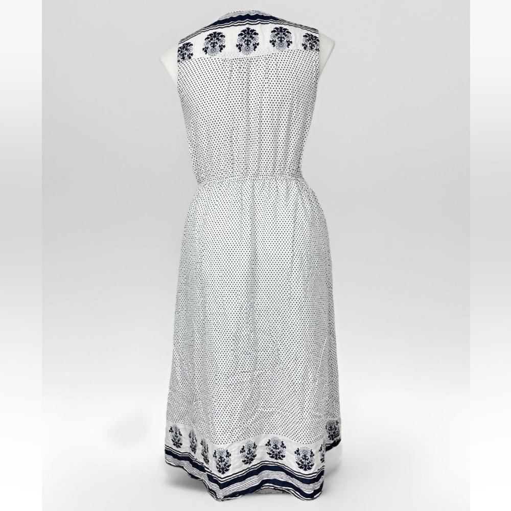 Lucky Brand Women’s Polka Dots Peasant Dress size Large L White Navy - Picture 9 of 14
